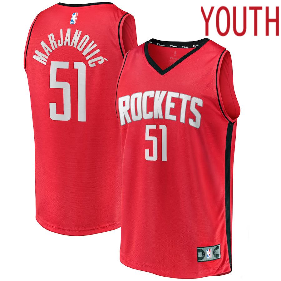 Youth Houston Rockets 51 Boban Marjanovic Fanatics Branded Red Fast Break Player NBA Jersey